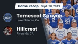 Recap: Temescal Canyon  vs. Hillcrest  2019