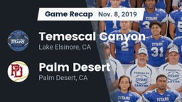 Recap: Temescal Canyon  vs. Palm Desert  2019
