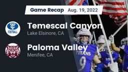 Recap: Temescal Canyon  vs. Paloma Valley  2022
