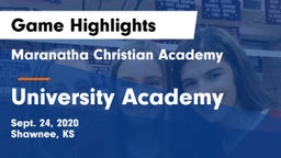 Maranatha Christian Academy vs University Academy Game Highlights - Sept. 24, 2020