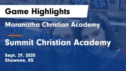 Maranatha Christian Academy vs Summit Christian Academy Game Highlights - Sept. 29, 2020