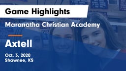 Maranatha Christian Academy vs Axtell  Game Highlights - Oct. 3, 2020