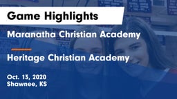 Maranatha Christian Academy vs Heritage Christian Academy Game Highlights - Oct. 13, 2020