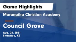 Maranatha Christian Academy vs Council Grove  Game Highlights - Aug. 28, 2021