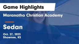 Maranatha Christian Academy vs Sedan  Game Highlights - Oct. 27, 2023