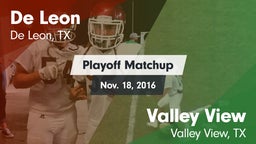 Matchup: De Leon  vs. Valley View  2016