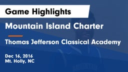 Mountain Island Charter  vs Thomas Jefferson Classical Academy Game Highlights - Dec 16, 2016