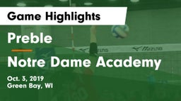 Preble  vs Notre Dame Academy Game Highlights - Oct. 3, 2019