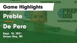 Preble  vs De Pere  Game Highlights - Sept. 18, 2021