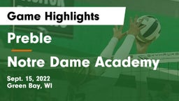 Preble  vs Notre Dame Academy Game Highlights - Sept. 15, 2022
