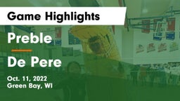 Preble  vs De Pere  Game Highlights - Oct. 11, 2022