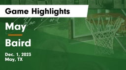 May  vs Baird  Game Highlights - Dec. 1, 2023