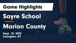 Sayre School vs Marion County Game Highlights - Sept. 10, 2020