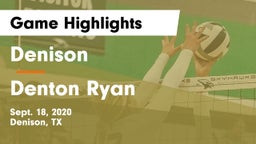 Denison  vs Denton Ryan  Game Highlights - Sept. 18, 2020