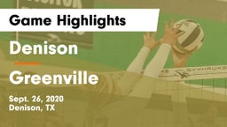 Denison  vs Greenville  Game Highlights - Sept. 26, 2020