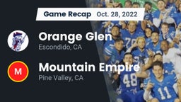 Recap: Orange Glen  vs. Mountain Empire  2022