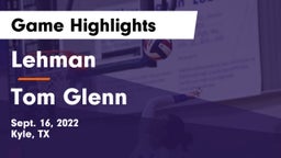 Lehman  vs Tom Glenn  Game Highlights - Sept. 16, 2022