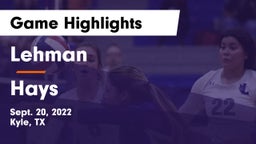 Lehman  vs Hays  Game Highlights - Sept. 20, 2022