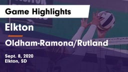 Elkton  vs Oldham-Ramona/Rutland  Game Highlights - Sept. 8, 2020