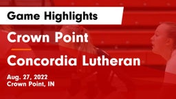 Crown Point  vs Concordia Lutheran  Game Highlights - Aug. 27, 2022