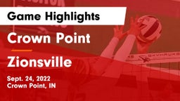 Crown Point  vs Zionsville  Game Highlights - Sept. 24, 2022