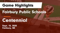 Fairbury Public Schools vs Centennial  Game Highlights - Sept. 10, 2020