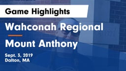 Wahconah Regional  vs Mount Anthony Game Highlights - Sept. 3, 2019