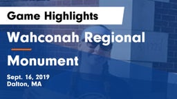 Wahconah Regional  vs Monument Game Highlights - Sept. 16, 2019