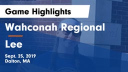 Wahconah Regional  vs Lee Game Highlights - Sept. 25, 2019