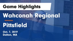 Wahconah Regional  vs Pittsfield Game Highlights - Oct. 7, 2019