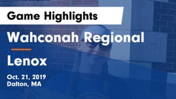Wahconah Regional  vs Lenox Game Highlights - Oct. 21, 2019