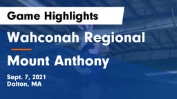 Wahconah Regional  vs Mount Anthony Game Highlights - Sept. 7, 2021