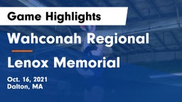 Wahconah Regional  vs Lenox Memorial Game Highlights - Oct. 16, 2021