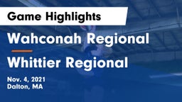 Wahconah Regional  vs Whittier Regional Game Highlights - Nov. 4, 2021