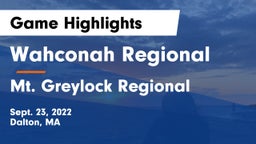 Wahconah Regional  vs Mt. Greylock Regional  Game Highlights - Sept. 23, 2022