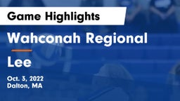 Wahconah Regional  vs Lee Game Highlights - Oct. 3, 2022