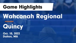 Wahconah Regional  vs Quincy  Game Highlights - Oct. 10, 2022