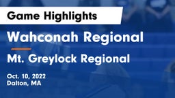 Wahconah Regional  vs Mt. Greylock Regional  Game Highlights - Oct. 10, 2022