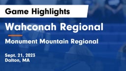 Wahconah Regional  vs Monument Mountain Regional Game Highlights - Sept. 21, 2023