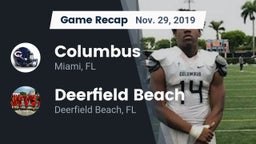 Recap: Columbus  vs. Deerfield Beach  2019
