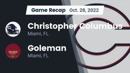 Recap: Christopher Columbus  vs. Goleman  2022