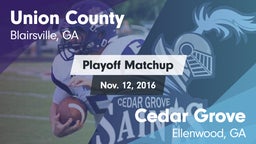 Matchup: Union County High vs. Cedar Grove  2016