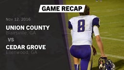 Recap: Union County  vs. Cedar Grove  2016