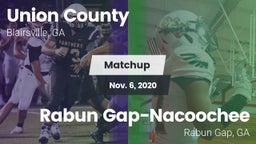 Matchup: Union County High vs. Rabun Gap-Nacoochee  2020
