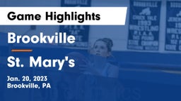 Brookville  vs St. Mary's  Game Highlights - Jan. 20, 2023