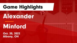 Alexander  vs Minford  Game Highlights - Oct. 20, 2022