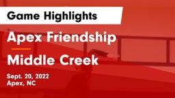 Apex Friendship  vs Middle Creek  Game Highlights - Sept. 20, 2022