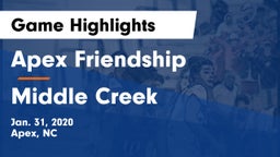 Apex Friendship  vs Middle Creek  Game Highlights - Jan. 31, 2020