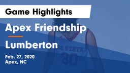 Apex Friendship  vs Lumberton  Game Highlights - Feb. 27, 2020