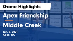 Apex Friendship  vs Middle Creek  Game Highlights - Jan. 5, 2021